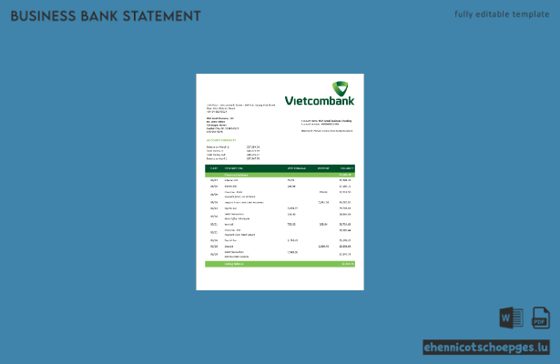 Vietcombank Geschäftskontoauszug – Beispielvorschau (Word und PDF)